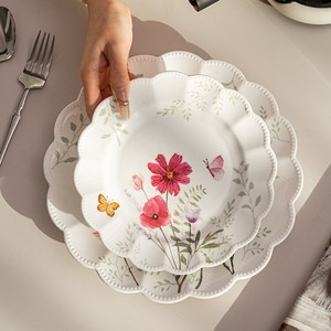 Ensemble d'assiettes à <span class=keywords><strong>dîner</strong></span> et à dessert en céramique haut de gamme de luxe américain Série de jardin Caractéristique pour les ménages - Product Image 1
