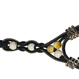 Sandalias de Mujer de Alta Calidad, Negras, con Cuentas de PU, Deslizables, Elásticas, Ligeras, Transpirables y Cómodas, Parte Superior de Calzado Semiterminada - Product Image 3