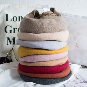 Béret d'artiste unisexe de haute qualité 100% laine, broderie personnalisée, couleur unie, écologique, réglable, pour les fêtes et les occasions décontractées - Product Image 2