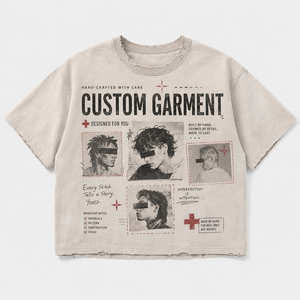 <b>Acid</b> <b>Wash</b> <b>T</b>-<b>shirt</b> Shorts Set Cotton Distressed Neck Raw Hem Tee Graphic Print Loose Fit Streetwear Custom Matching Men <b>T</b> <b>Shirt</b> - Product Image 2