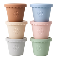 Contenants en silicone pour aliments pour bébés, lot de 6, 4 oz, ensemble de rangement pour collations pour bébés, gobelets d'alimentation pour bébés étanches et anti-fuites, compatibles congélateur et micro-ondes
