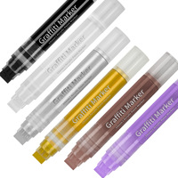Stylo acrylique artistique, pointe plate de 15 mm, marqueur à peinture à base d'eau, peinture à la main, opaque, marqueur pour enfants