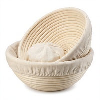 Panier de levage du pain en rotin fait main, réutilisable et écologique, avec doublure en tissu et bol de fermentation pour la pâtisserie