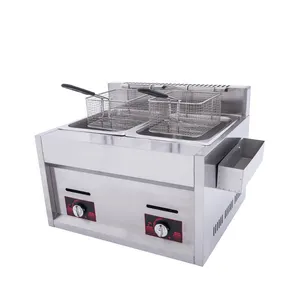 Friteuse commerciale 6L+6L pour équipement de restauration <span class=keywords><strong>KFC</strong></span>, grande machine à poulet frit, prix, friteuse à corndog, friteuse à immersion - Product Image 2