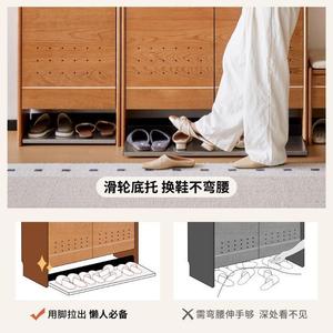 ตู้รองเท้าไม้เนื้อแข็งสีเชอร์รี่สไตล์ญี่ปุ่นสำหรับทางเข้าบ้าน ประหยัดพื้นที่ เหมาะสำหรับผู้ใหญ่ - Product Image 2