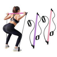 Logo personnalisé Multifonction Portable Pilates Bar Theraband Kit Yoga Fitness Exercice Pilates Bar Stick Kit