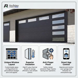 <span class=keywords><strong>Porte</strong></span> <span class=keywords><strong>sectionnelle</strong></span> grise <span class=keywords><strong>anthracite</strong></span> minimaliste <span class=keywords><strong>de</strong></span> luxe, <span class=keywords><strong>porte</strong></span> <span class=keywords><strong>de</strong></span> <span class=keywords><strong>garage</strong></span> automatique résidentielle avec design <span class=keywords><strong>de</strong></span> fenêtre en forme <span class=keywords><strong>de</strong></span> L - Product Image 4