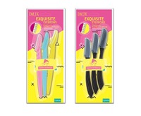 Juego de Tres Cuchillas Plegables Portátiles de Acero Inoxidable para Cejas con Malla Protectora, para Bordado, Recorte de Pelo y Cuidado Personal