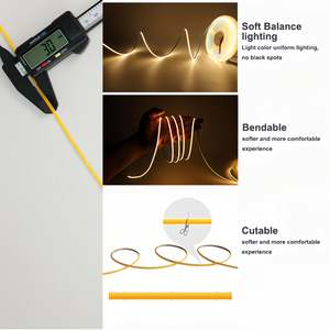 Bande lumineuse LED COB 24V/12V 3mm Mini découpable flexible blanc chaud intelligent CRI 90 IP20 télécommande 7W/m CE RoHS - Product Image 4