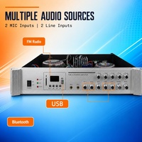 Amplificateur de sonorisation 180W, sortie 5 zones, radio FM, USB, MP3, Bluetooth, 2 micros, 2 entrées ligne pour système de sonorisation