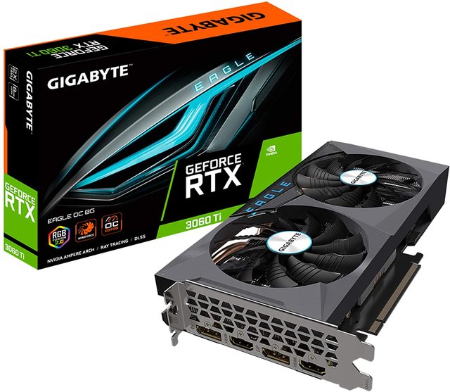 Used GIGABYTE GeForce RTX 3060 Ti EAGLE OC 8G Gaming Graphics Card with 8GB GDDR6 256-bit Memory