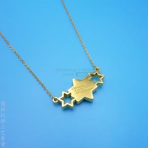 Gold <b>Star</b> Pendant Necklace With Colorful Rhinestones Hollow <b>Design</b> For Gift - Product Image 3