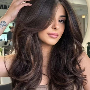 Topper en cheveux Remy européens bruns avec fines mèches blondes, dentelle HD fine, dos tissé fermé, pour femmes souffrant de perte de cheveux - Product Image 1