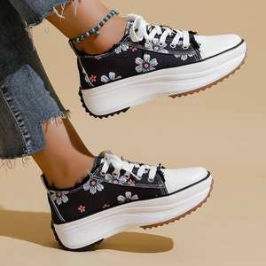 Autumn Low-top Lace-up Flower Casual <strong>Plimsolls</strong> for Student Women Sneaker Shoes - Product Image 6