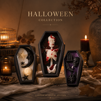 Bougie parfumée en forme de cercueil d'Halloween avec motif de crâne, de chauve-souris et de squelette, bougie décorative en cire de soja pour cadeau, décoration de la maison, OEM personnalisé
