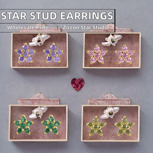 Peishang Wholesale 925 Sterling Silver 14K Gold Plated Mini Series CZ Zircon <strong>Small</strong> Star Shaped 3.5mm <strong>Stud</strong> <strong>Earrings</strong> for Party - Product Image 3