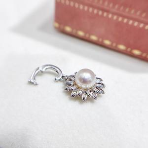 31386DIY Pearl Accessories S925 <b>Silver</b> Pendant with 7-8mm Round <b>Beads</b> Female Air Holder Concealer Gold Plated Fashion Pendant - Product Image 3