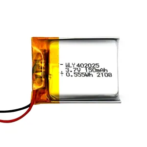 Небольшой перезаряжаемый аккумулятор 402025 3,7 В 150 мАч на заказ литий-полимерный ионный аккумулятор с штекером Molex