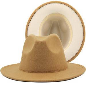 Custom Polyester Cotton <strong>Black</strong> Red Wide Brim <strong>Fedora</strong> <strong>Hat</strong> for Festival Party Events - Product Image 6