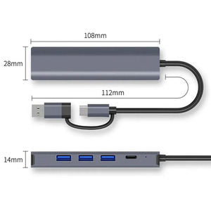 Eonline 3D <span class=keywords><strong>New</strong></span> Gigabit Port Docking Station 5-in-1 máy tính Hub USB3.0 Type-C giao diện 2-in-1 Docking Station - Product Image 4