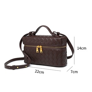 Burgundy Vegan PU da dệt bện Túi xách thời trang Vanity trường hợp cho phụ nữ vai túi với nách Bím Tóc - Product Image 2