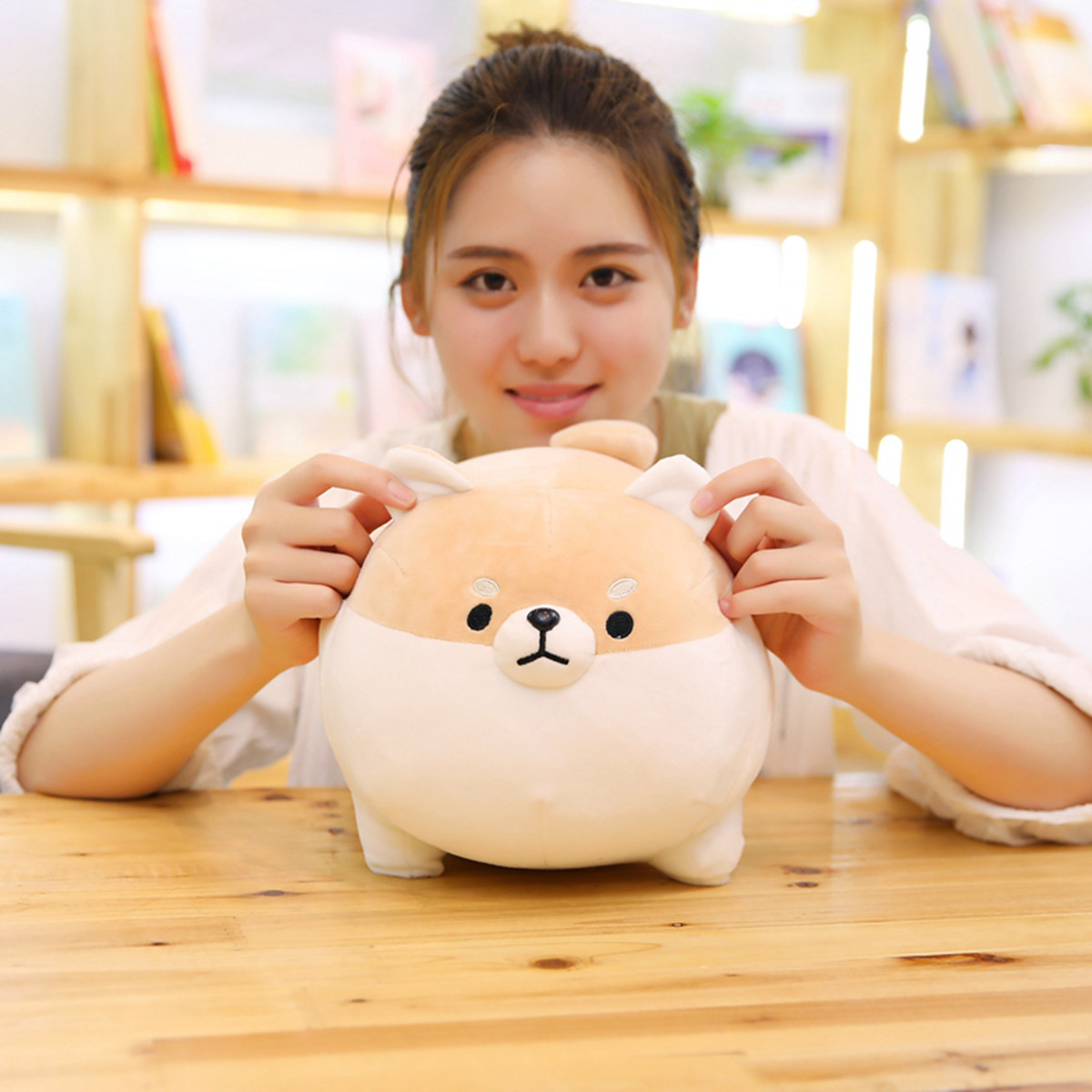 Peluche Shiba Inu Endormi – Coussin Câlin Doux Et Réaliste, Décoration Maison, Idée Cadeau Noël