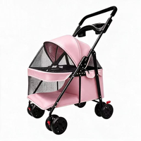 Poussette pliable légère en métal pour animaux de compagnie, 4 roues, antichoc, pour chiens et chats de petite et moyenne taille