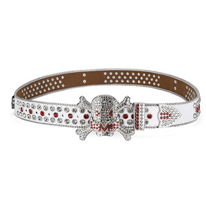 Grote Schedel Western Diamant Kristallen Riem Mannen Strass Riem Gepersonaliseerde Trend Hiphop Punk Stijl Mode Riemen