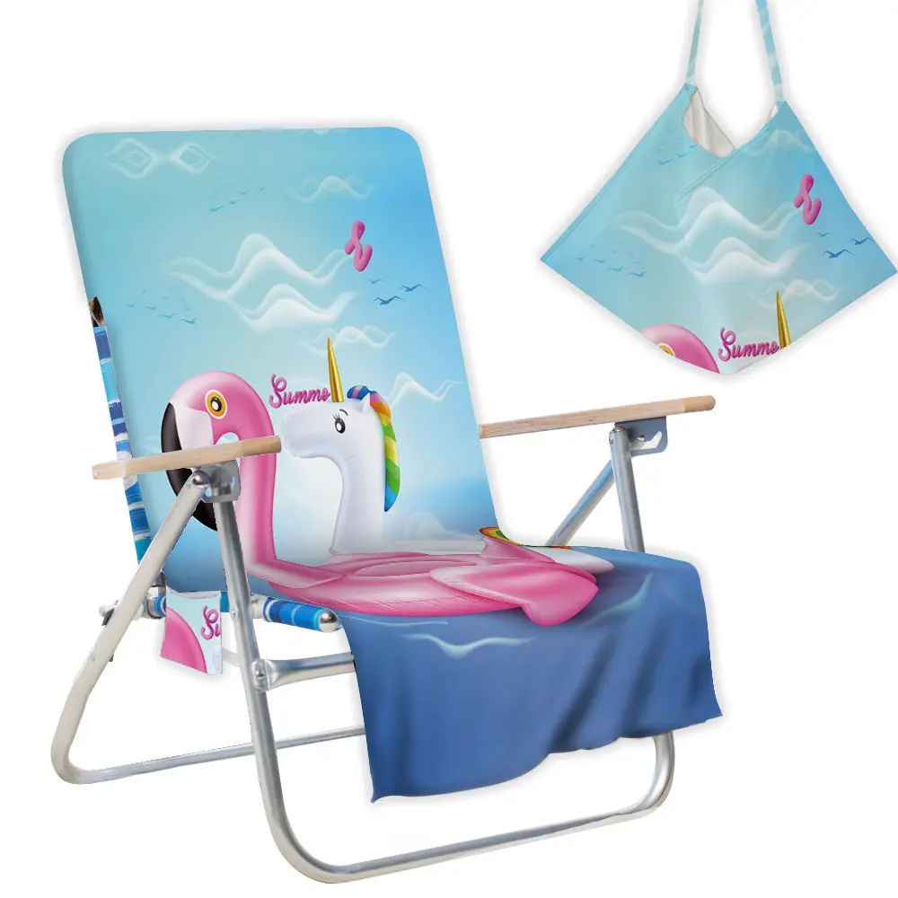 Пляжное полотенце с принтом фламинго и кактуса, чехол на стул с боковыми карманами, пляжное полотенце