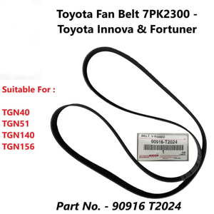 สายพานพัดลม Toyota 7PK2300 Innova & <span class=keywords><strong>Fortuner</strong></span> 90916-T2024 <span class=keywords><strong>V</strong></span>-Belt 90916-T2019สำหรับพัดลมและเครื่องกำเนิดไฟฟ้ากระแสสลับไฮลักซ์2005-2015 - Product Image 2