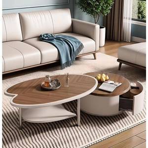 Nouvelle <span class=keywords><strong>table</strong></span> <span class=keywords><strong>basse</strong></span> ovale de style médiéval vintage en bois massif laqué avec rangement, aucun assemblage requis, idéale pour les petits espaces - Product Image 1