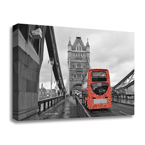 CẦU THÁP mang tính biểu tượng và xe buýt hai tầng màu đỏ rực rỡ ở London long lanh vải nghệ thuật in trên nghệ thuật vẽ tranh vải - Product Image 2