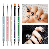 BQAN – stylo Double tête pour peinture Gel UV, dessin acrylique, brosse à ongles, Nail Art, Point, Point, stylo, 5 pièces, Kit d'outils de manucure