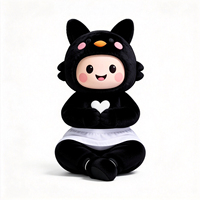 Peluche personnalisée chat noir avec tablier, jouet en peluche chat noir sur mesure