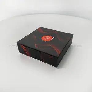 Высококачественная матовая черная и красная упаковочная бумажная коробка для шоколадных конфет с магнитной крышкой