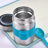 Conteneur isotherme pour aliments en acier inoxydable avec cuillère intégrée pour les voyages, le camping, les tout-petits, les bébés, les déjeuners scolaires