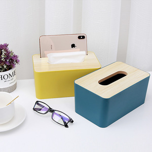 Caja de pañuelos rectangular de madera, almacenamiento multifuncional para sala de estar, coche, baño, diseño moderno, pañuelos extraíbles - Product Image 2