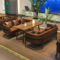 Ensembles de meubles modernes pour commerce chaise de table en bois massif pour restauration rapide siège de stand canapé café restaurant en cuir marron