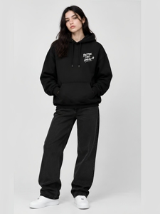 Novedad: Sudaderas con Capucha Oversize de Forro Polar con Estampado Digital, Color Negro, Tallas Personalizadas, Estilo Casual Urbano - Product Image 4