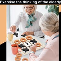Jeu de Tic Tac Toe en bois XO, jeu d'échecs pour activités de démence, Alzheimer, seniors, personnes âgées, unisexe, à partir de 14 ans