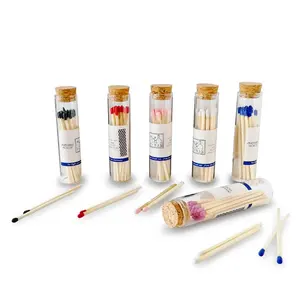 Autocollant personnalisé sur des allumettes en verre, allumettes dans des bouteilles en verre, pot en verre, bois long 	 Allumettes promotionnelles - Product Image 1