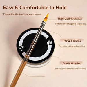 9Pcs <b>Tea</b> Acrylic Handle Nail Brush <b>Set</b> Nylon Oval Liner Tips for UV Gel Salon Drawing - Product Image 3