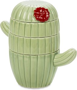 Juego de 4 tazas medidoras decorativas de cerámica con diseño de cactus para cocina, tazas medidoras de porcelana de varios tamaños a granel - Product Image 4