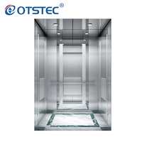 Cabine d'ascenseur en acier inoxydable brossé robuste, sol antidérapant en métal, éclairage LED, taille personnalisée, cabine d'ascenseur pour passagers OTSTEC