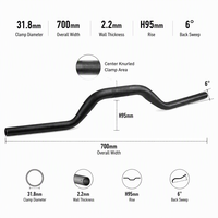 Stang Sepeda Besar 31.8 700mm 2.2mm H95 6 Derajat Center Knurled Sand Black