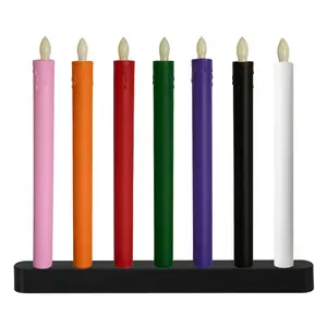 7 Uds velas cónicas LED sin goteo sin perfume batería sin llama velas de cena para Halloween bodas Iglesia Hanukkah Navidad