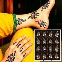 Pochoir temporaire en PVC de haute qualité pour tatouage au henné Mehndi, motif feuille de vigne, pour peinture corporelle (mains, jambes), autocollant pour femmes, mariages et fêtes