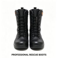 Bottes de sauvetage professionnelles noires mi-mollet, résistantes aux perforations et à la chaleur, chaussures de sécurité certifiées pour environnements difficiles