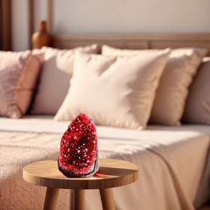 Escultura de Cristal 3D de Cuarzo Rojo Vino Oscuro de 300-400g, Geoda de Cuarzo en Bruto, Decoración para el Hogar - Product Image 5