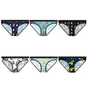 Hot Selling Women Panties Polyester Briefs Underwear Breathable Bikini Panties Custom Print Lightweight Bikini Briefs